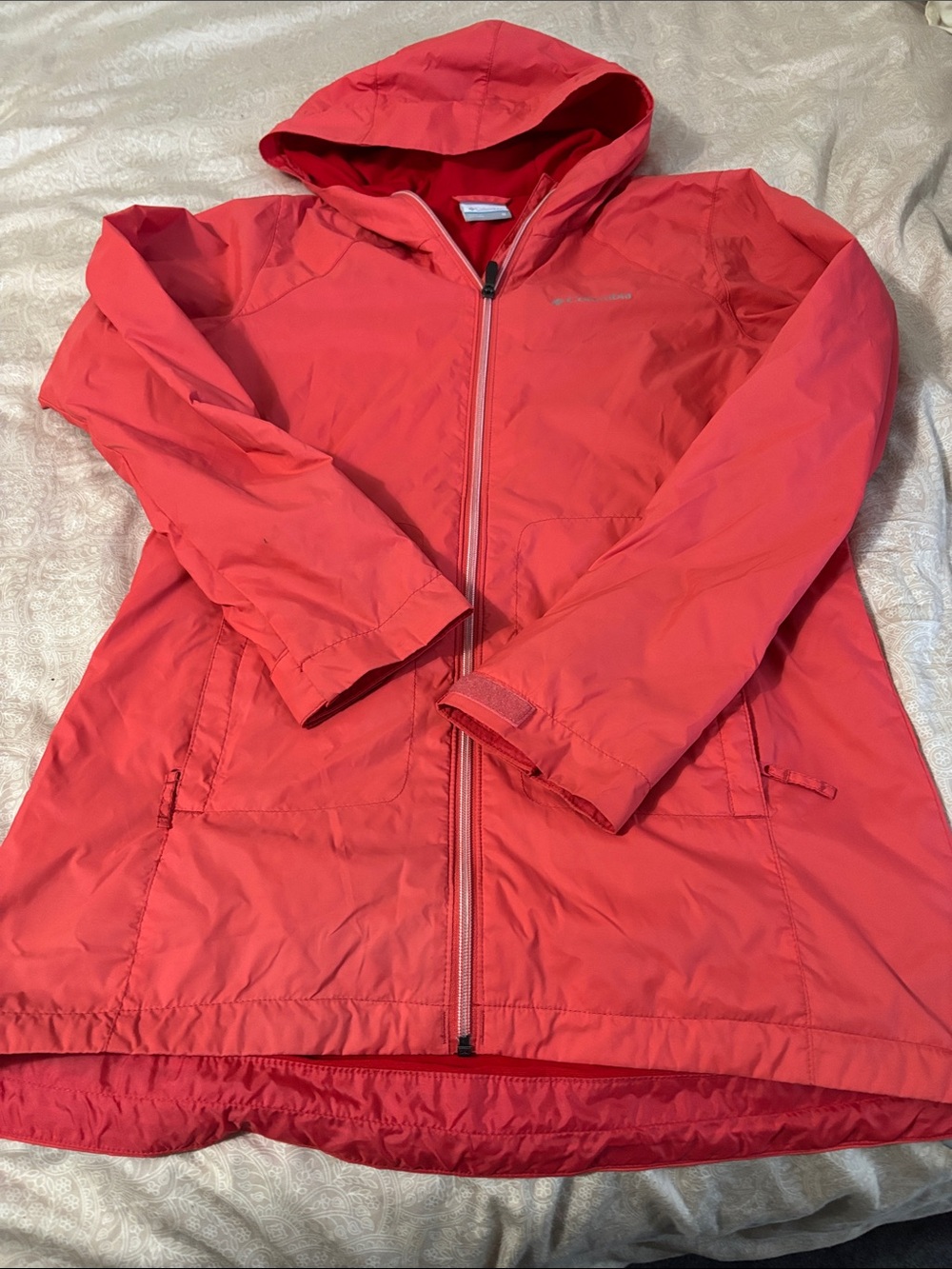 Columbia Women's Hooded Trench Coat - Coral Red